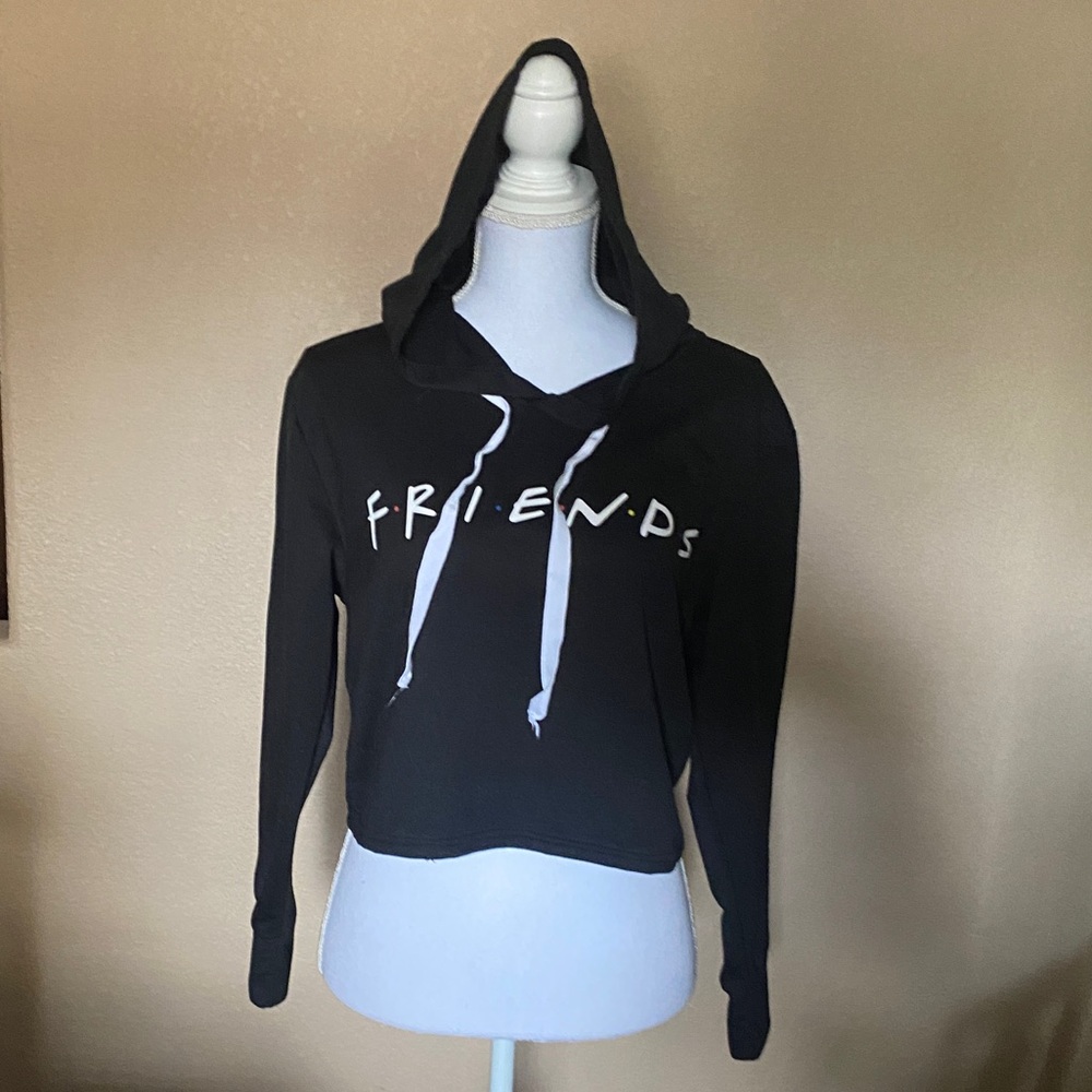 “FRIENDS” cropped black hoodie womens small